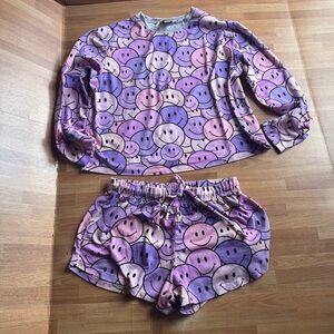 Pixie Lane purple smiley face pajamas size 8